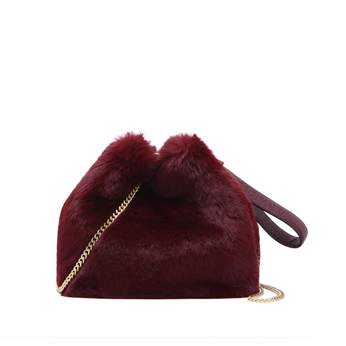 Burgundy fur sales bag